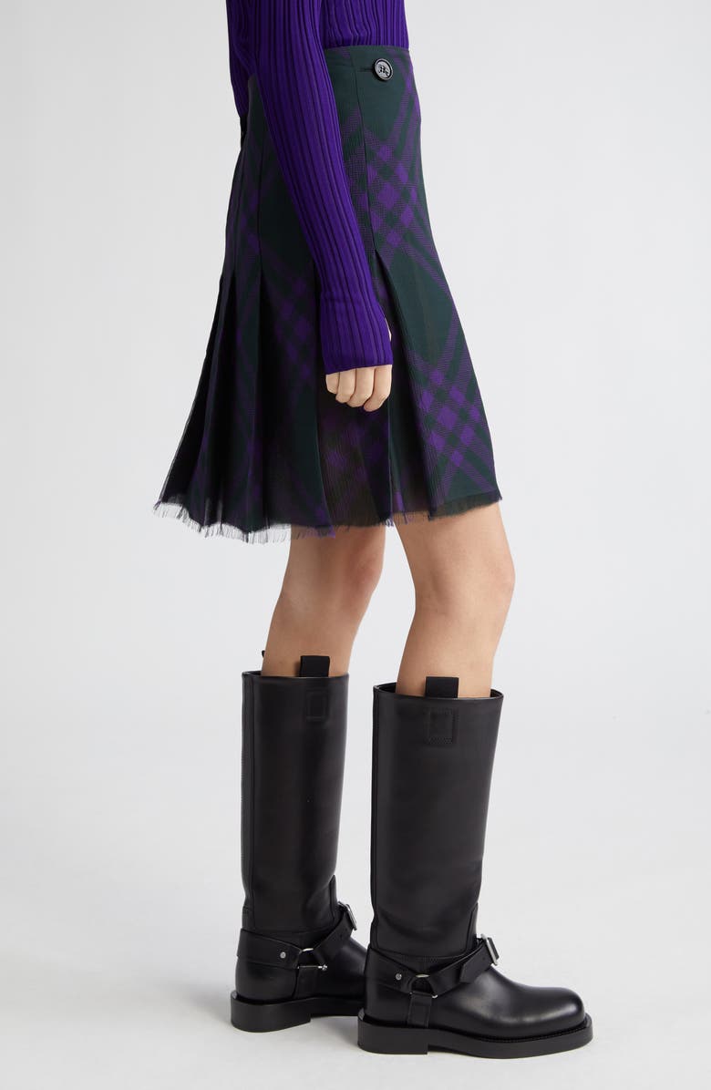 Burberry Check Pleated Kilt Skirt, Alternate, color,