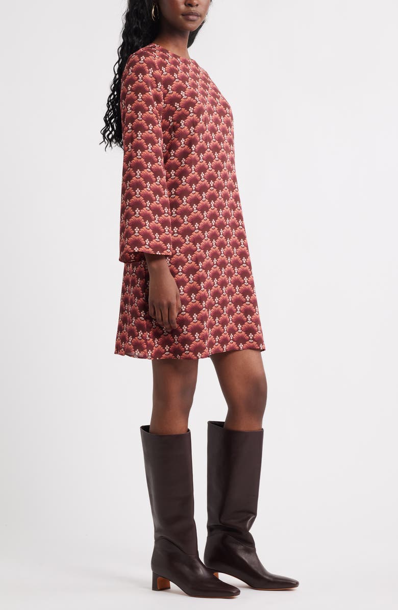 Chelsea28 Geo Print Shift Dress, Alternate, color, Brown Esme Fan