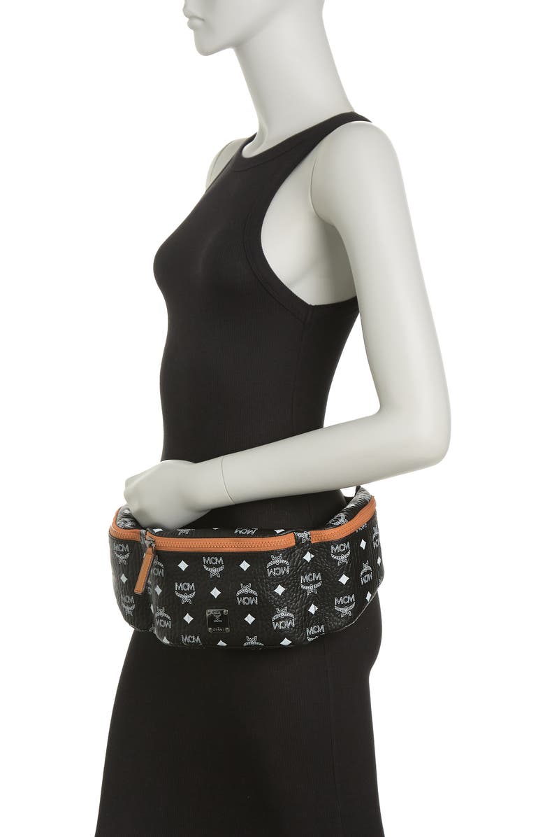 MCM Logo Print 3 Section Belt Bag, Alternate, color,