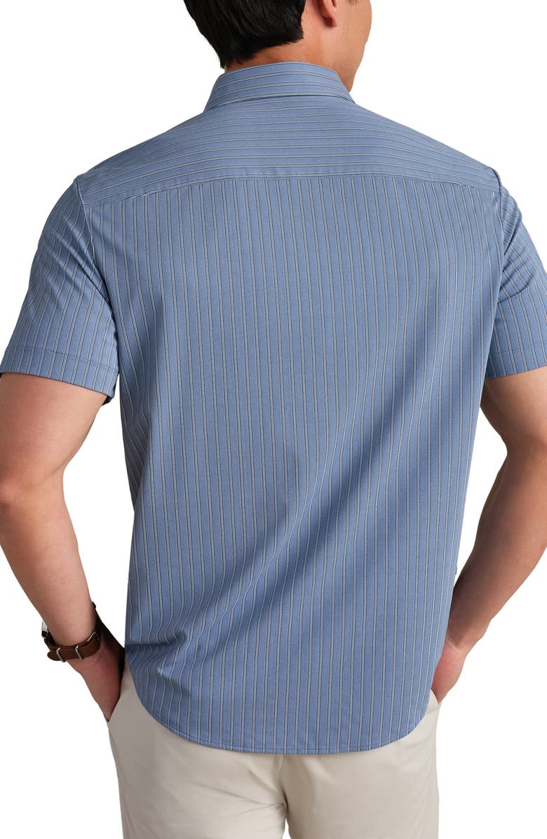 Rhone Commuter Short Sleeve Button-Up Shirt, Alternate, color, Shale Blue Washed Stripe