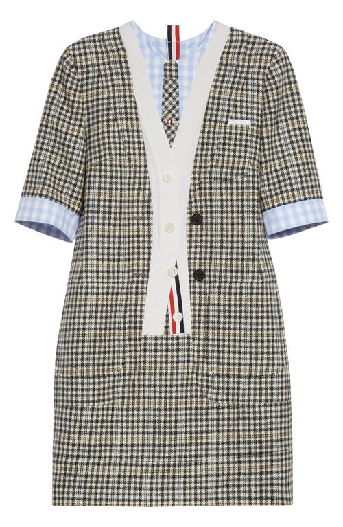Thom Browne Trompe L'oeil Mixed Media Shift Dress In Multi