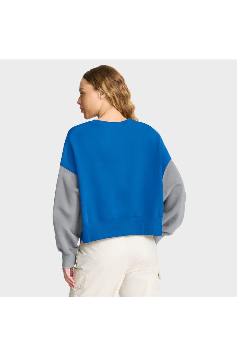 Women's Nike Blue Detroit Lions Oversized Color-Block Pullover Sweatshirt, Alternate, color, Blue