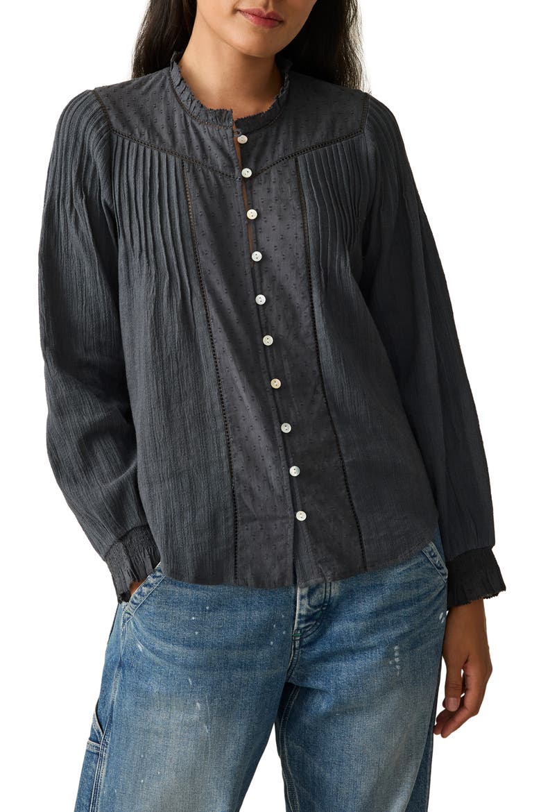 Lily Organic Cotton Button-Up Shirt, Main, color, WASHED BLACK