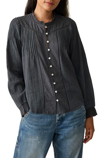Faherty Lily Organic Cotton Button-up Shirt In Black