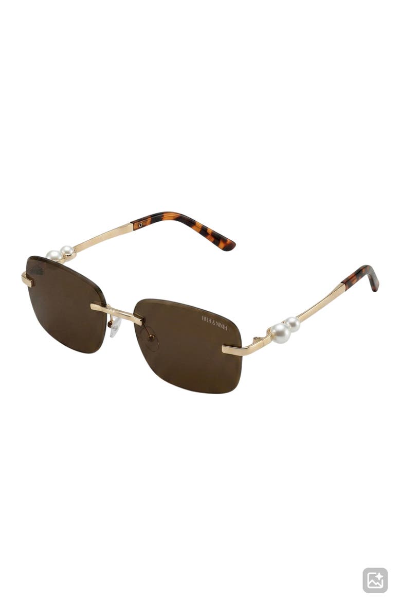 Perla 57mm Rectangular Sunglasses, Alternate, color, TORTE/ BROWN