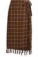 DÔEN Saskia Fringe Trim Plaid Skirt
