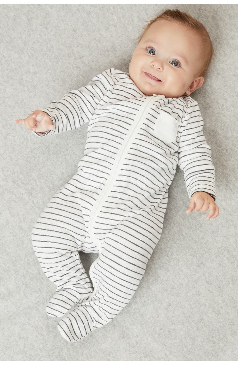 MORI Two Way Zip-Up Sleepsuit, Alternate, color, Grey Stripe