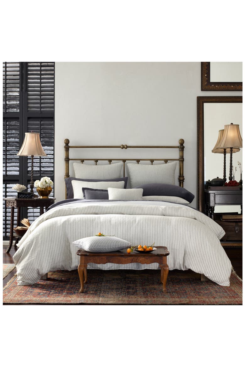 Tristen Set of 2 Linen Pillowcases, Alternate, color, WHITE/ ANTHRACITE