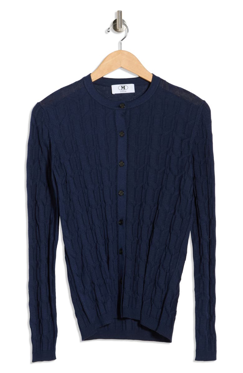 M Missoni Cable Knit Cardigan, Main, color, Navy Tones