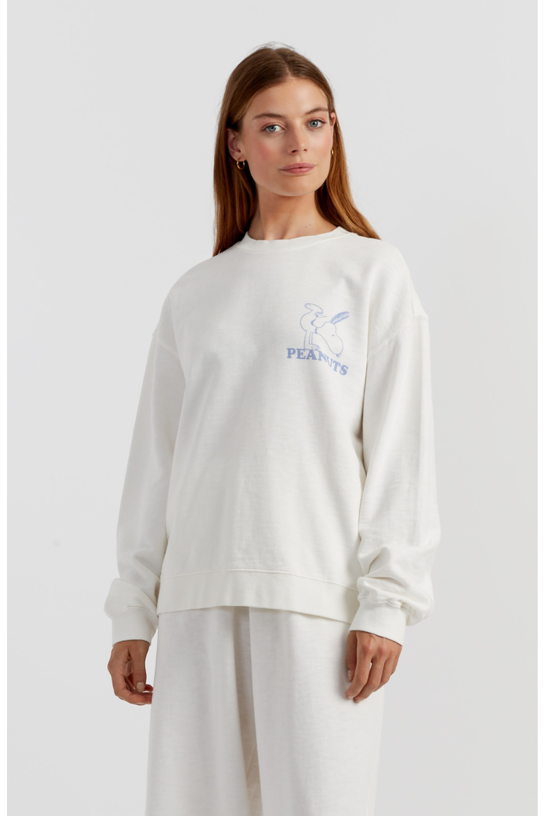Peanuts Athletics Graphic Cotton Sweatshirt, Main, color, Cream