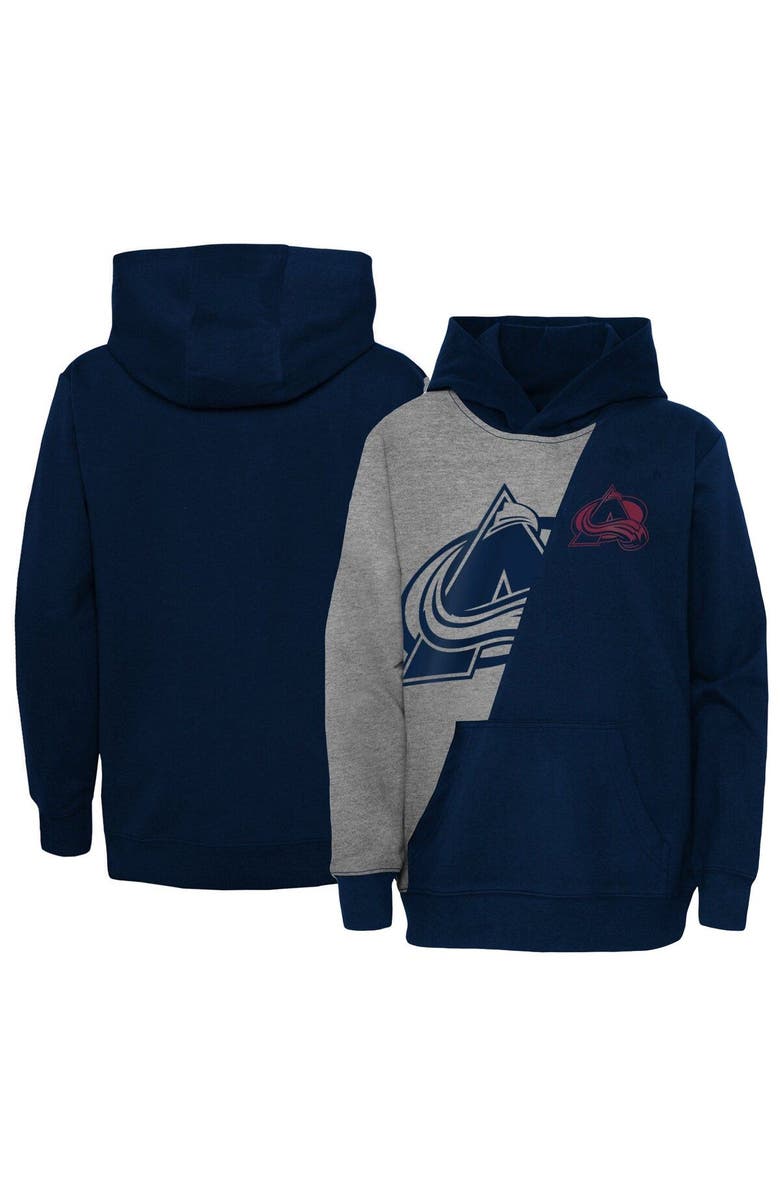 Outerstuff Youth Heather Gray/Navy Colorado Avalanche Unrivaled Pullover Hoodie, Main, color, 