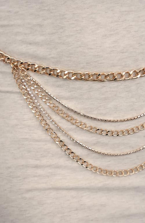 Ettika Nightlife Crystal Multi Row Chain Belt