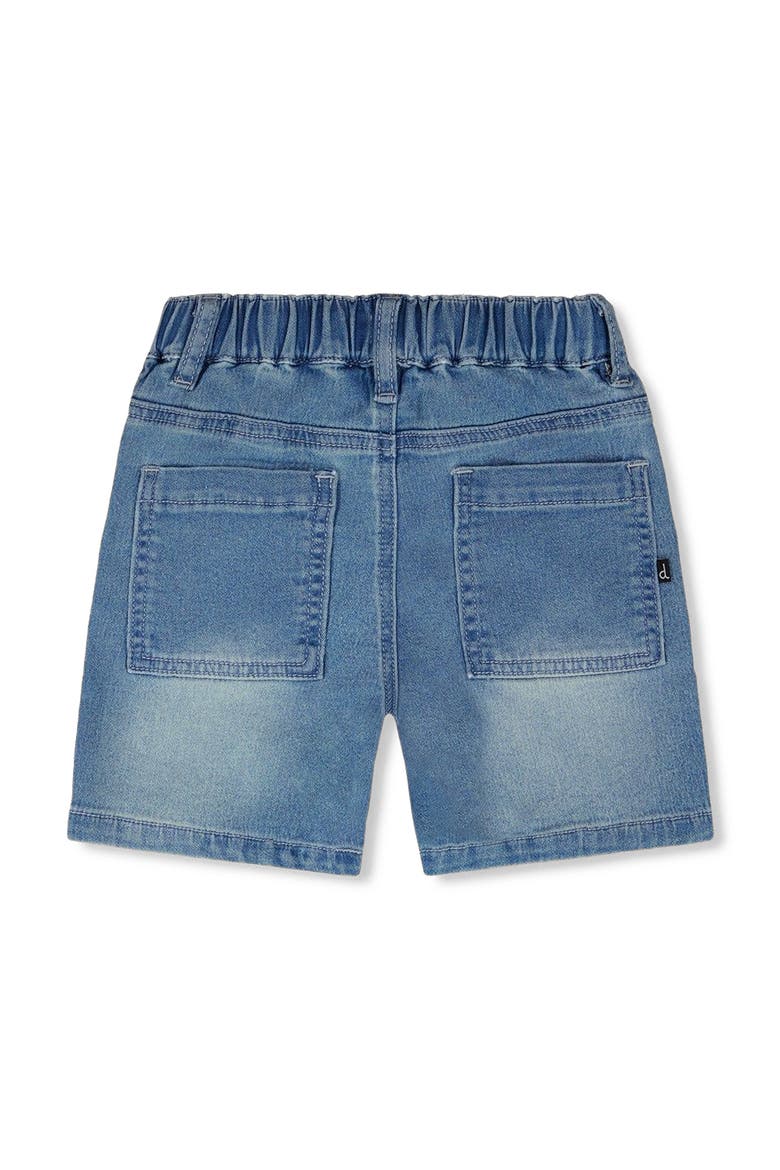 French Terry Elastic Waist Drawstring Denim Shorts, Alternate, color, Light Blue Denim