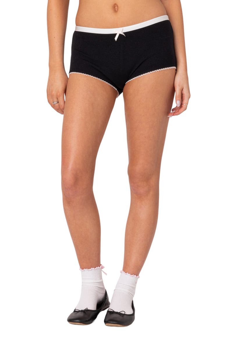 Mariana Pointelle Stitch Micro Shorts, Main, color, BLACK