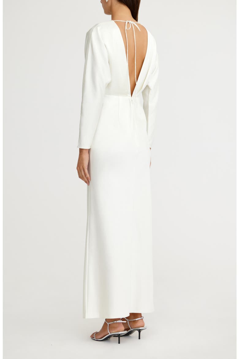 Lucile Long Sleeve Satin Gown, Alternate, color, BONE