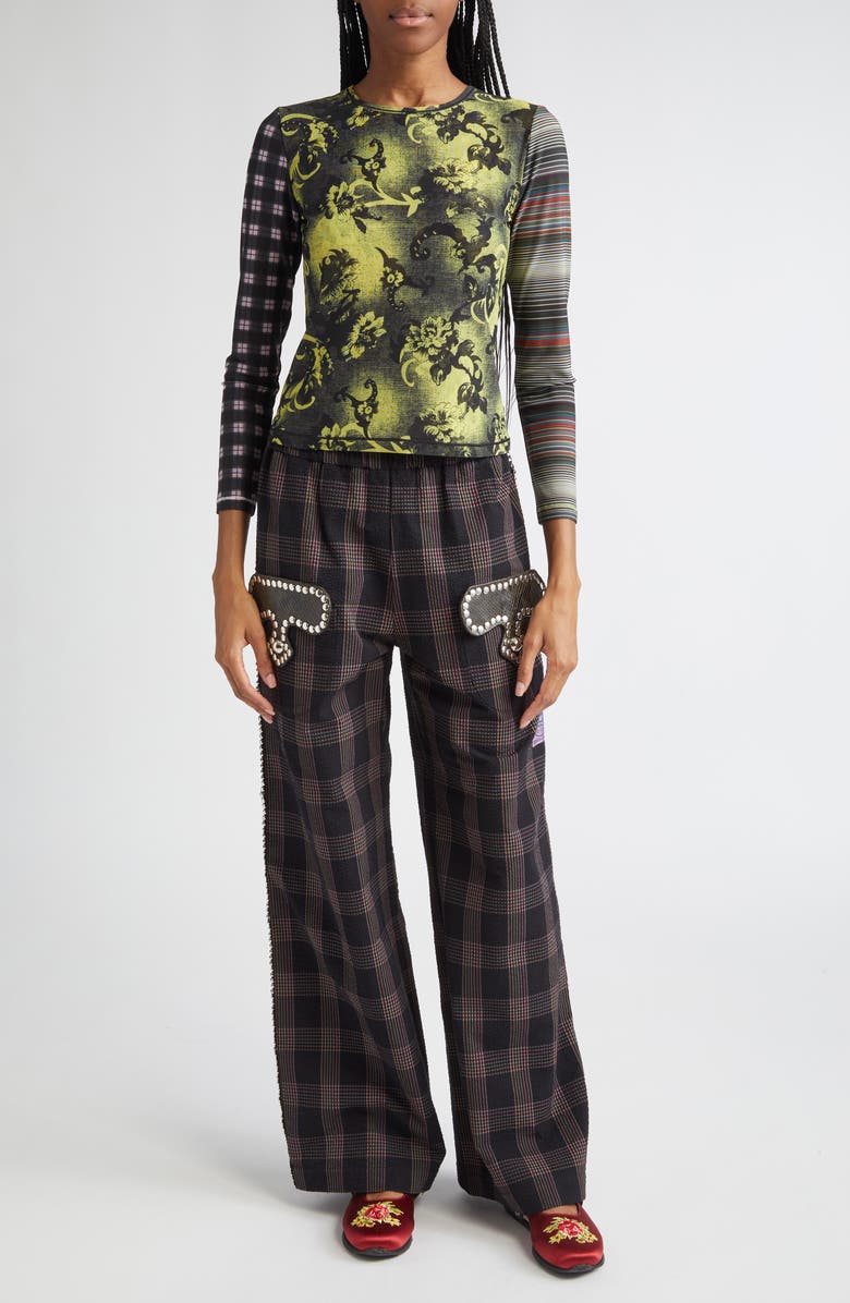 Chopova Lowena Starlight Mixed Print Mesh Top, Alternate, color,