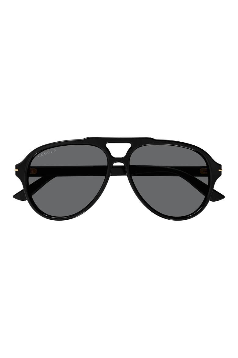 58mm Aviator Sunglasses, Main, color, BLACK