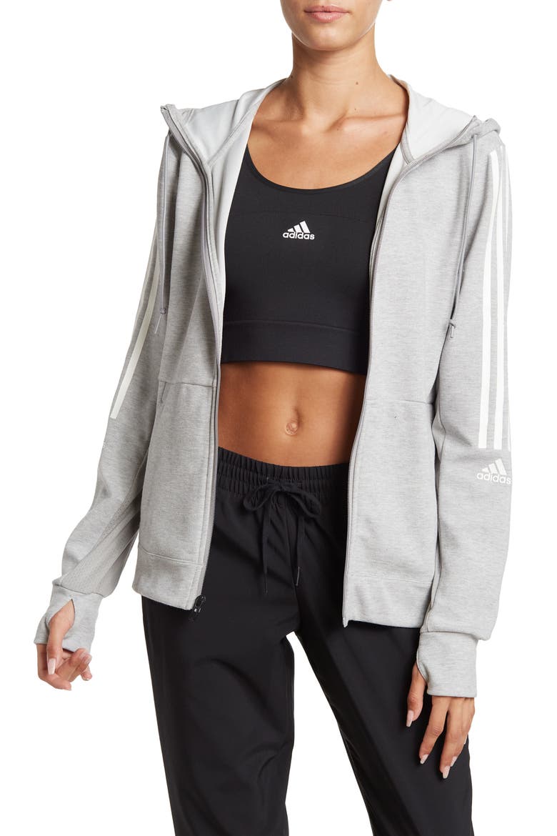 Aeroready Hooded Sweatshirt, Main, color, MEDIUM GREY HEATHER