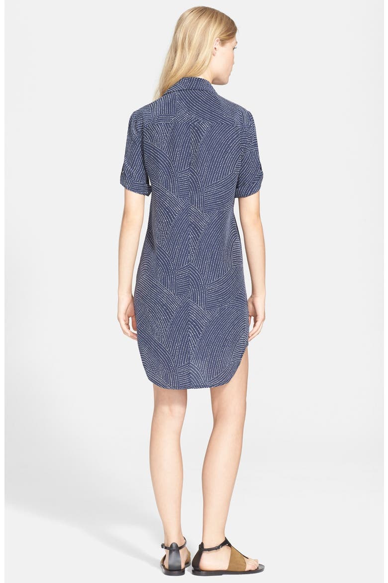 'Slim Signature' Print Silk Shirtdress, Alternate, color, PEACOAT