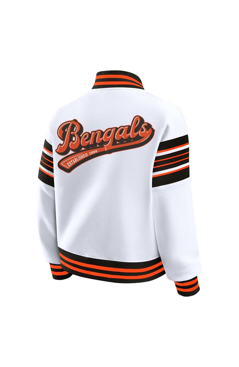 WEAR by Erin Andrews Women's WEAR by Erin Andrews White Cincinnati Bengals Full-Snap Fleece Sweatshirt Jacket, Alternate, color, White