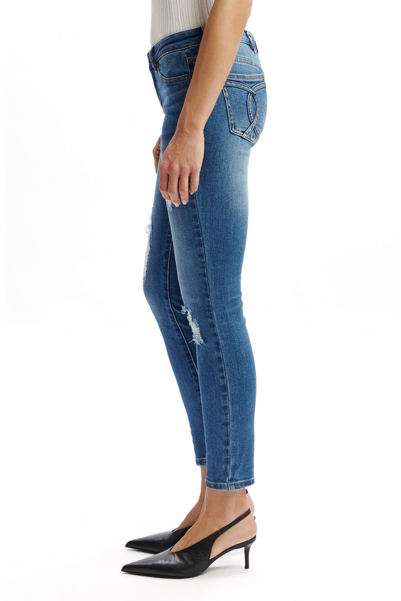 Kate Low Rise Ripped Skinny Jeans, Alternate, color, DARK DENIM