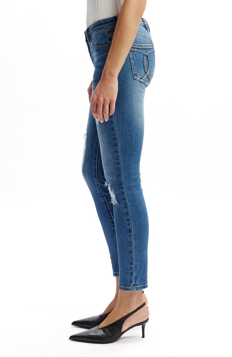 Bardot Kate Low Rise Ripped Skinny Jeans, Alternate, color, Dark Denim