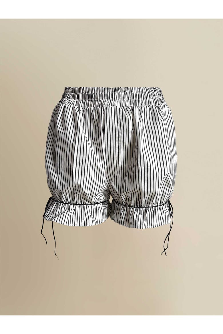 Thomasin Striped Cotton Leather-Tie Bloomers, Main, color, Black-white