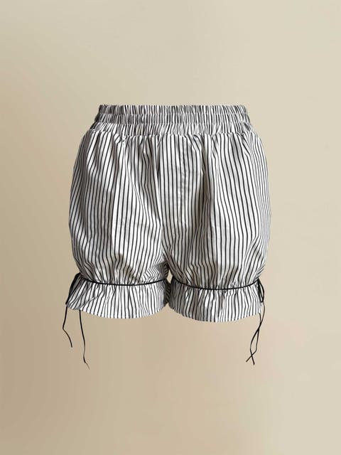 Thomasin Striped Cotton Leather-Tie Bloomers