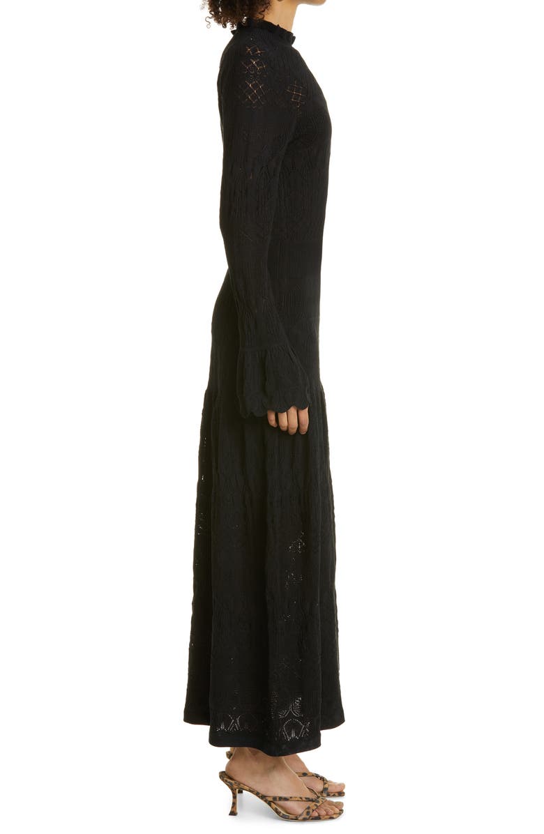 Haute Hippie Long Sleeve Pointelle Knit Maxi Dress, Alternate, color,