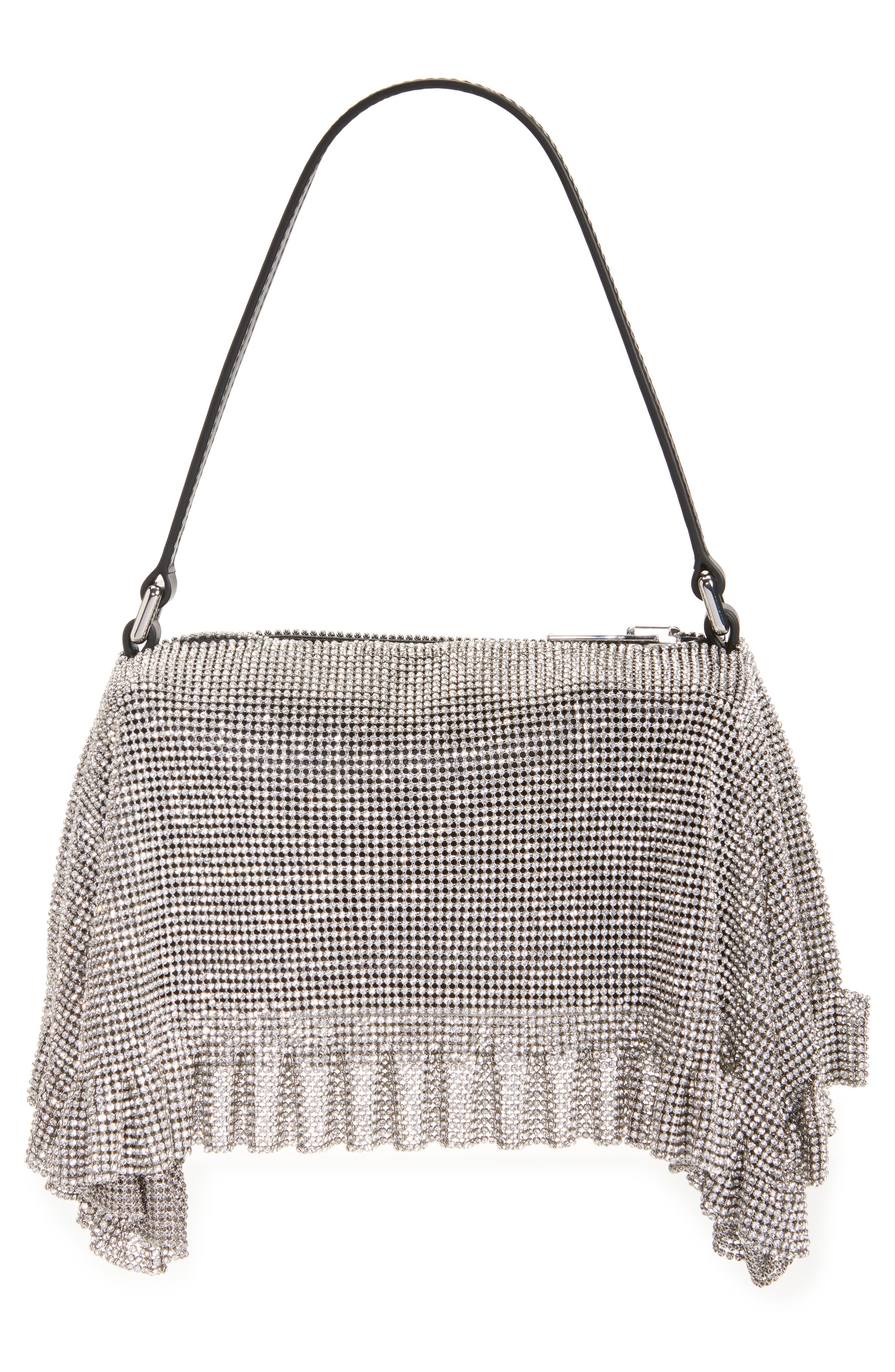 Alexander Wang Divina Crystal Mesh Pochette Top Handle Bag, Alternate, color, Silver