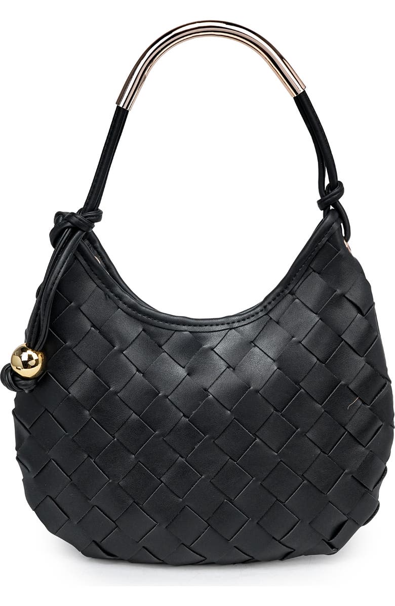 MODA LUXE Woven Faux Leather Shoulder Bag, Main, color, Black