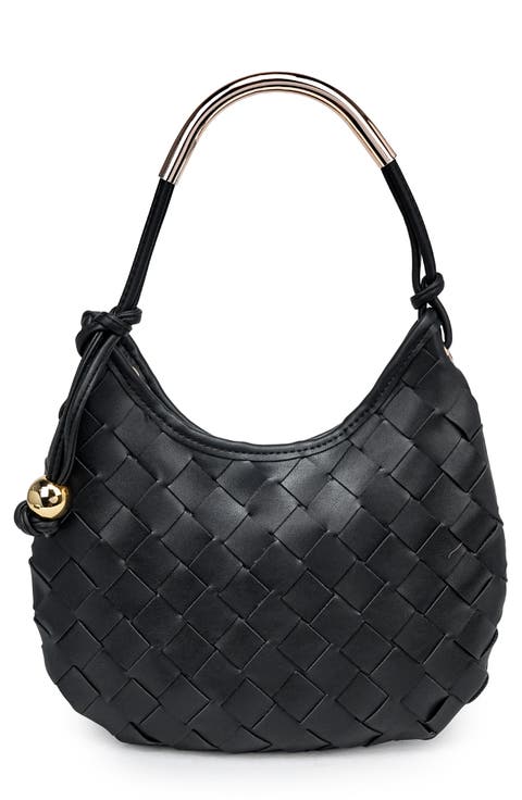 Woven Faux Leather Shoulder Bag