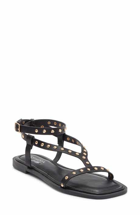 TOP MODA Zita Studded Ankle Strap Sandal