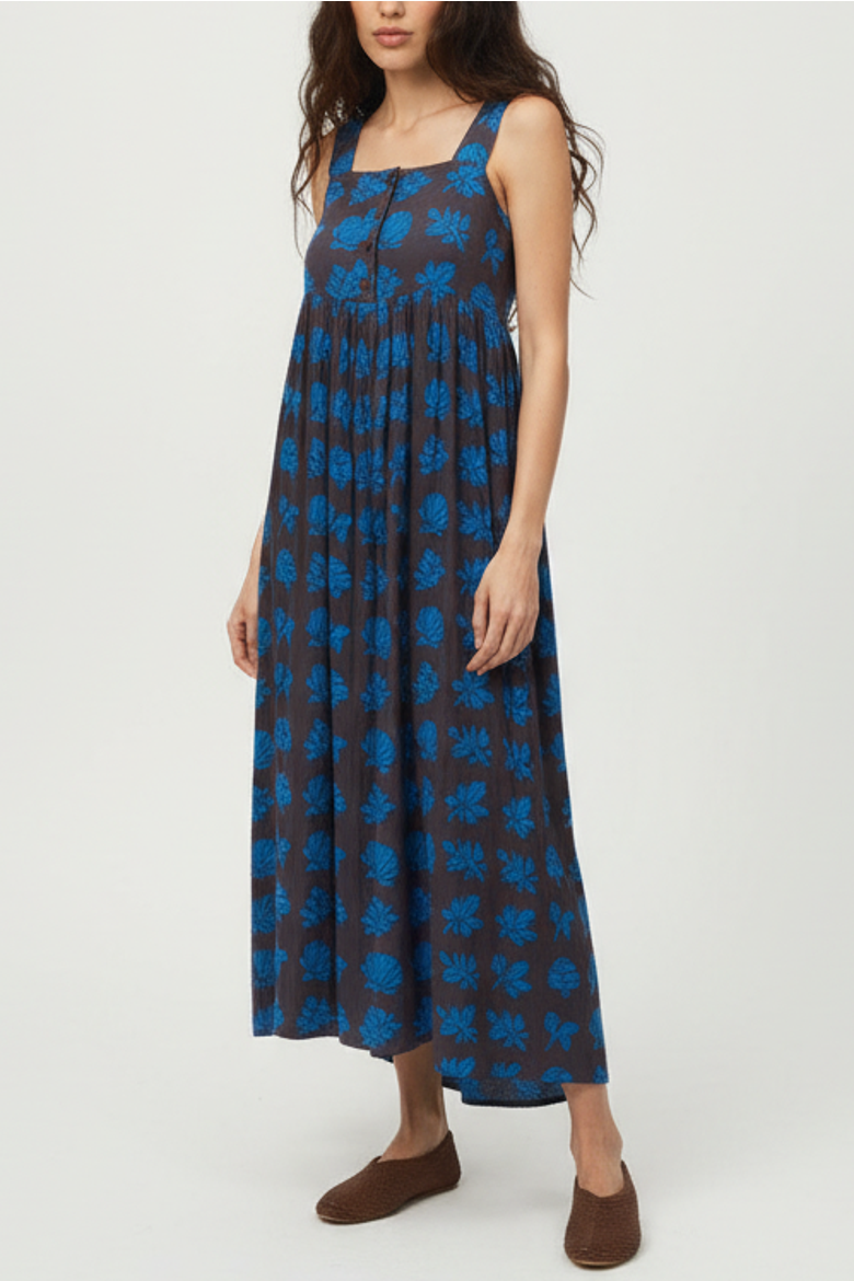 Gabby Button-up Ankle Length Dress, Main, color, Java