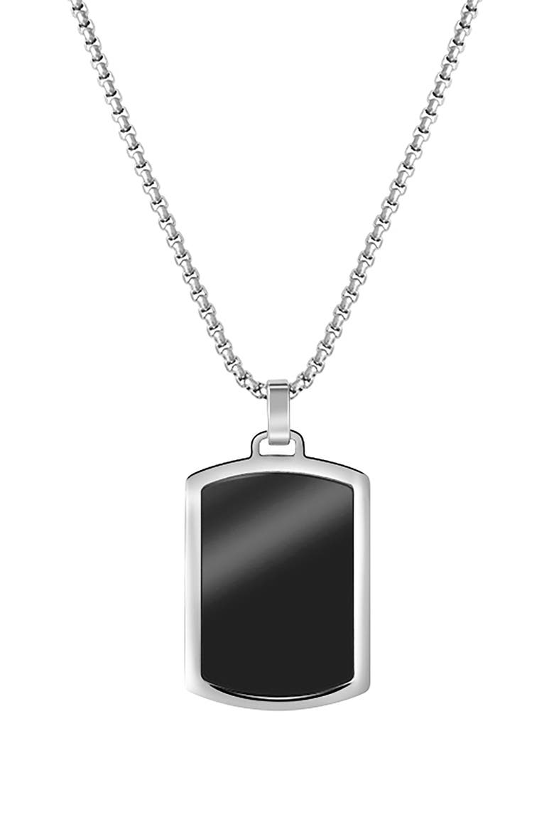Men's Dog Tag Pendant Necklace, Main, color, BLACK