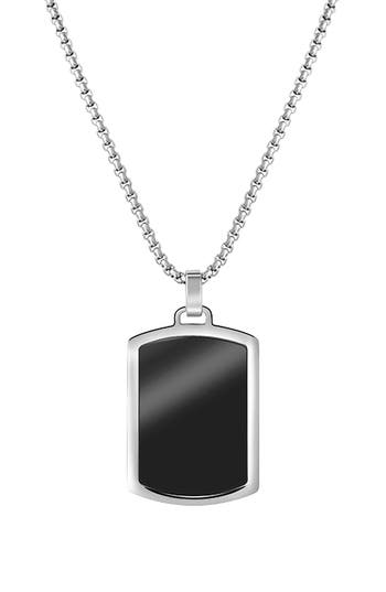 Van Heusen Dog Tag Pendant Necklace In Black