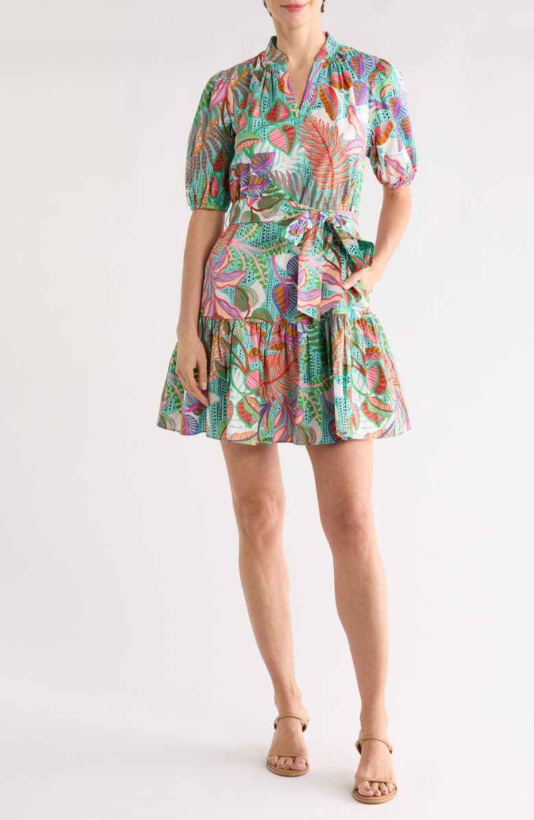 Vince Camuto Balloon Sleeve Minidress, Main, color, Aqua