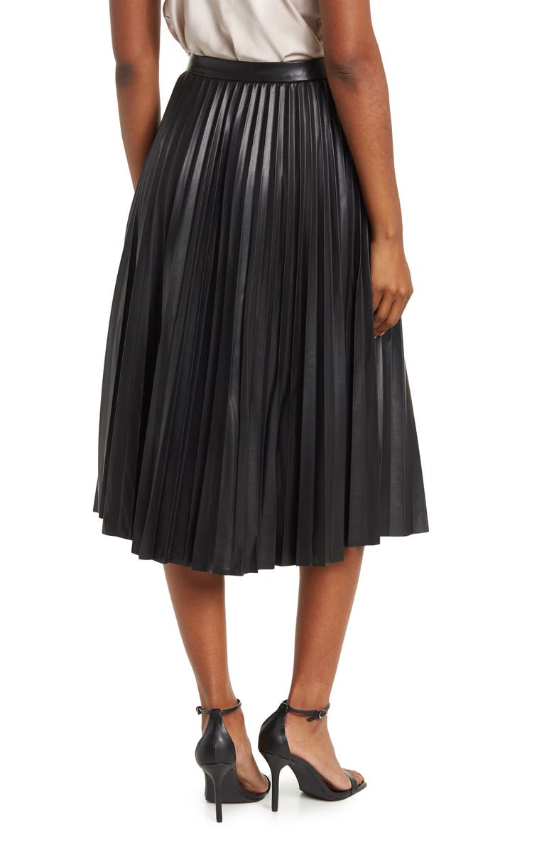 Lucy Paris Faux Leather Pleated Midi Skirt, Alternate, color,