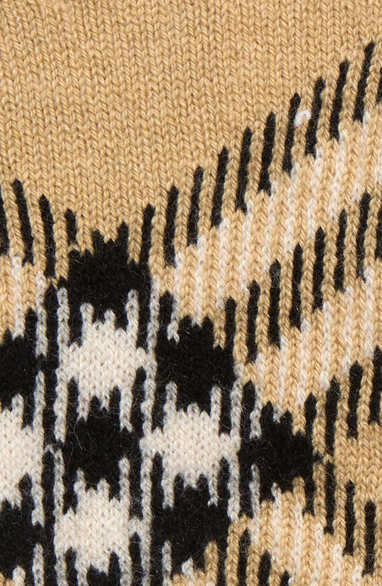 Burberry Large Core Check Cashmere Blend Gloves, Alternate, color, Sand