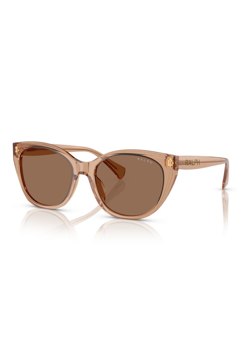 RA5324U 56mm Cat Eye Sunglasses, Alternate, color, TRANSPARENT BROWN / BROWN