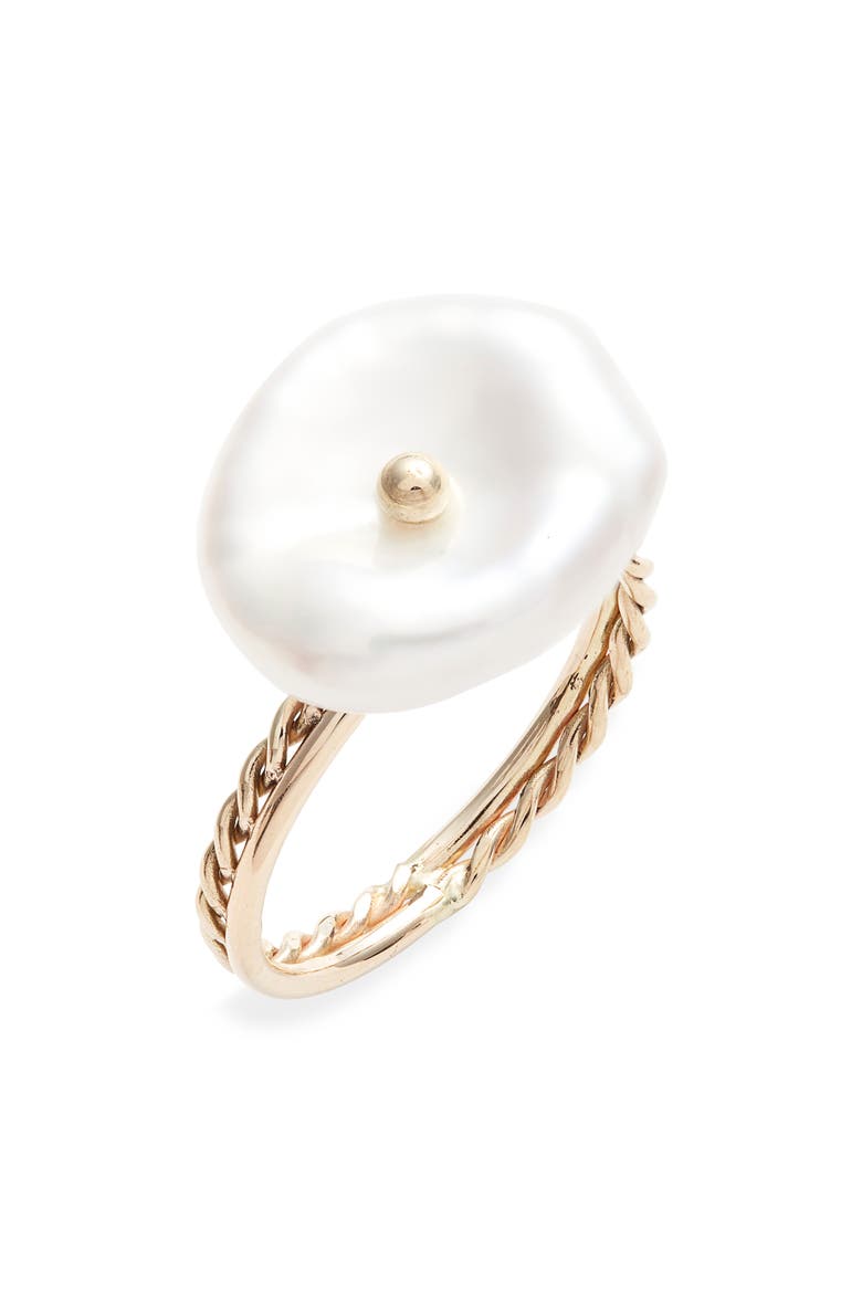 Petal Cultured Pearl Ring, Main, color, 14KYG