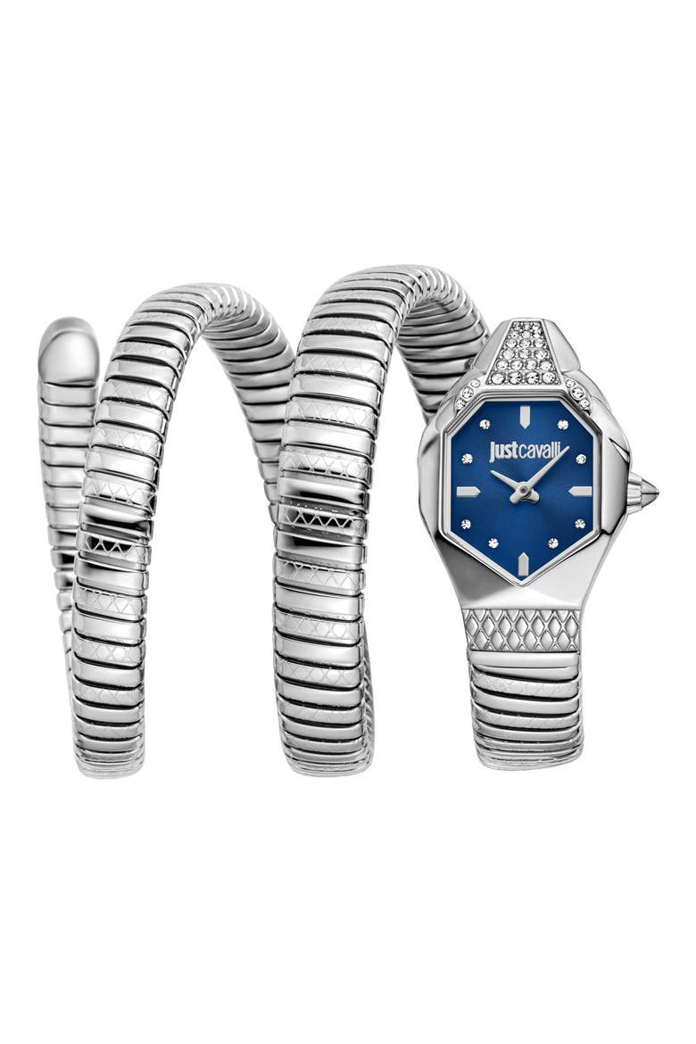 Snake Wraparound Bracelet Watch, 22mm x 34.5mm, Main, color, SILVER