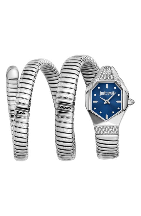 Snake Wraparound Bracelet Watch, 22mm x 34.5mm