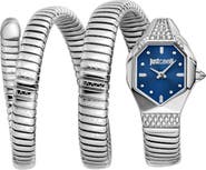 Just Cavalli Snake Wraparound Bracelet Watch, 22mm x 34.5mm