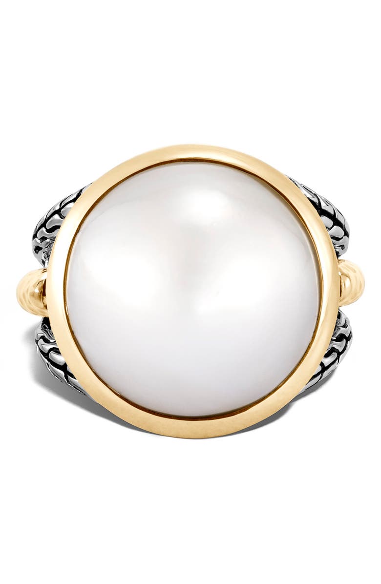 John Hardy Classic Chain Hammered Mabé Pearl Ring, Alternate, color,