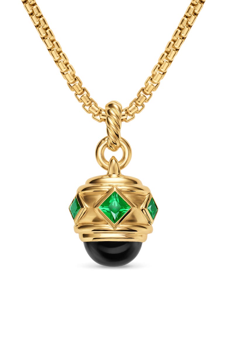 David Yurman Renaissance Amulet in 18K Yellow Gold, 29mm, Alternate, color, Tsavorite