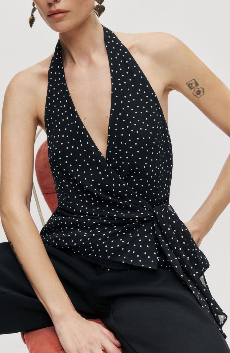 Reformation Nila Side Tie Halter Top, Alternate, color, Selene