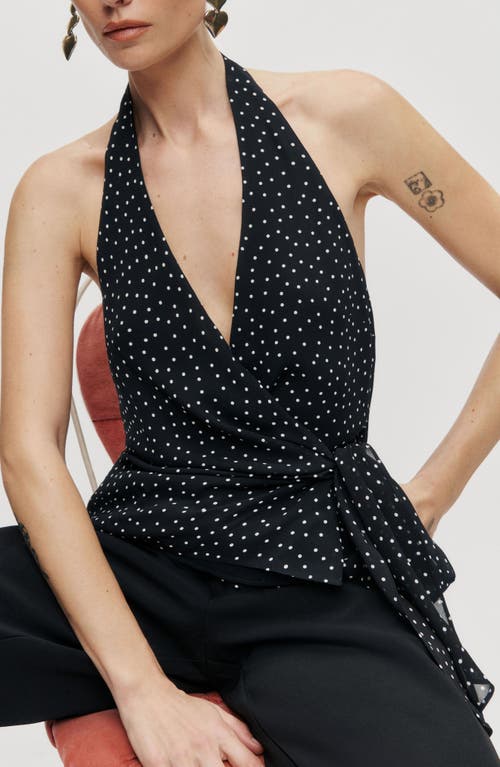 Reformation Nila Side Tie Halter Top In Black