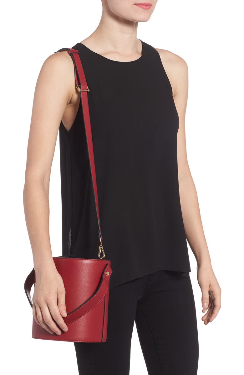 Topshop Cherry True Faux Leather Bucket Bag, Alternate, color,