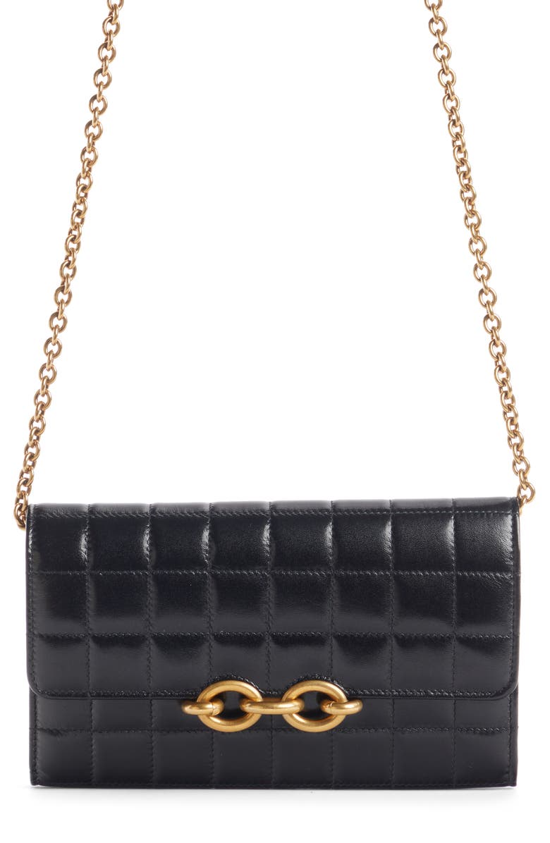 Saint Laurent Le Maillon Leather Wallet on a Chain, Main, color, 